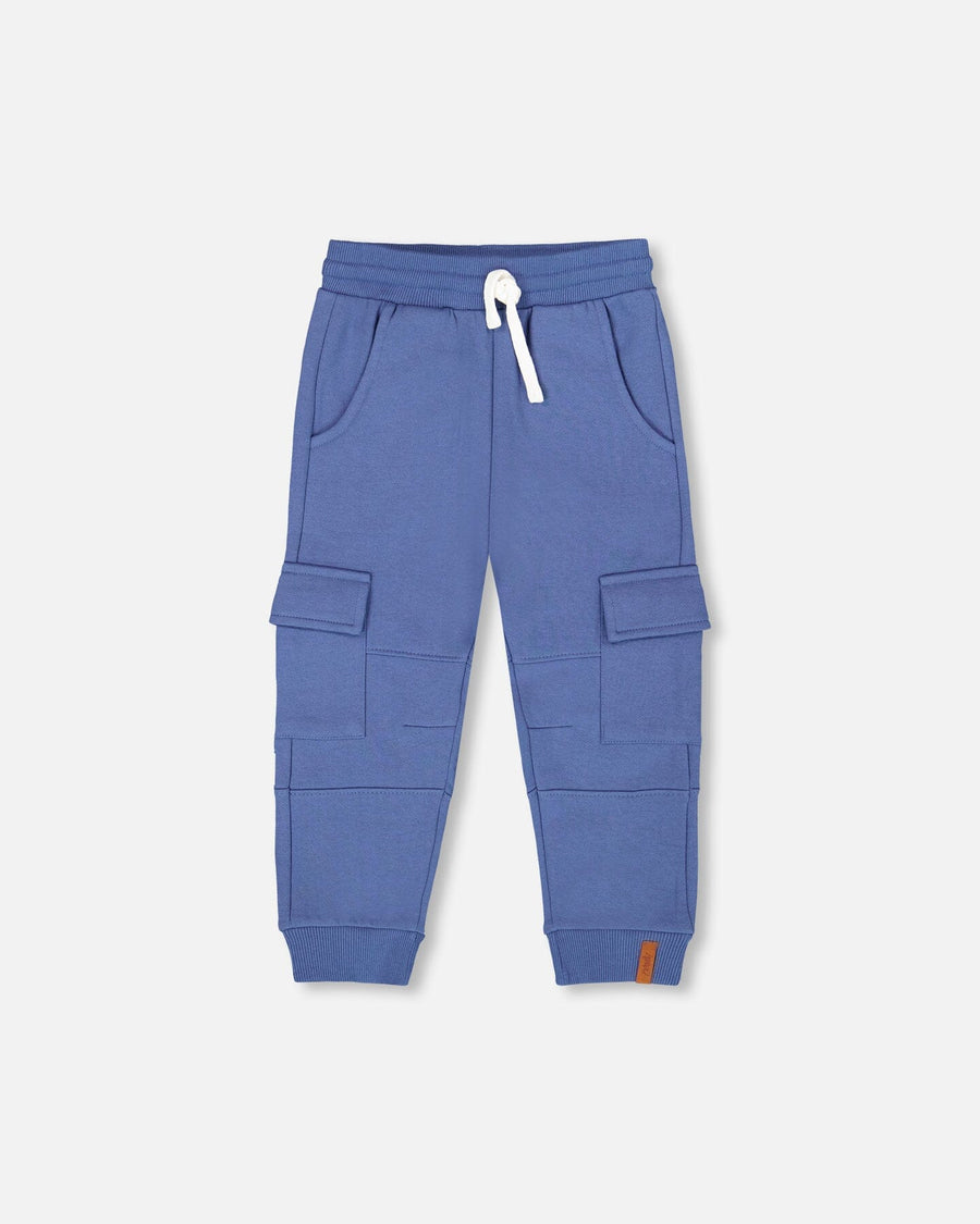 Fleece Sweatpants With Cargo Pockets Blue