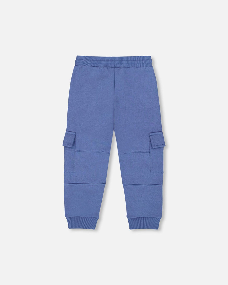 Fleece Sweatpants With Cargo Pockets Blue