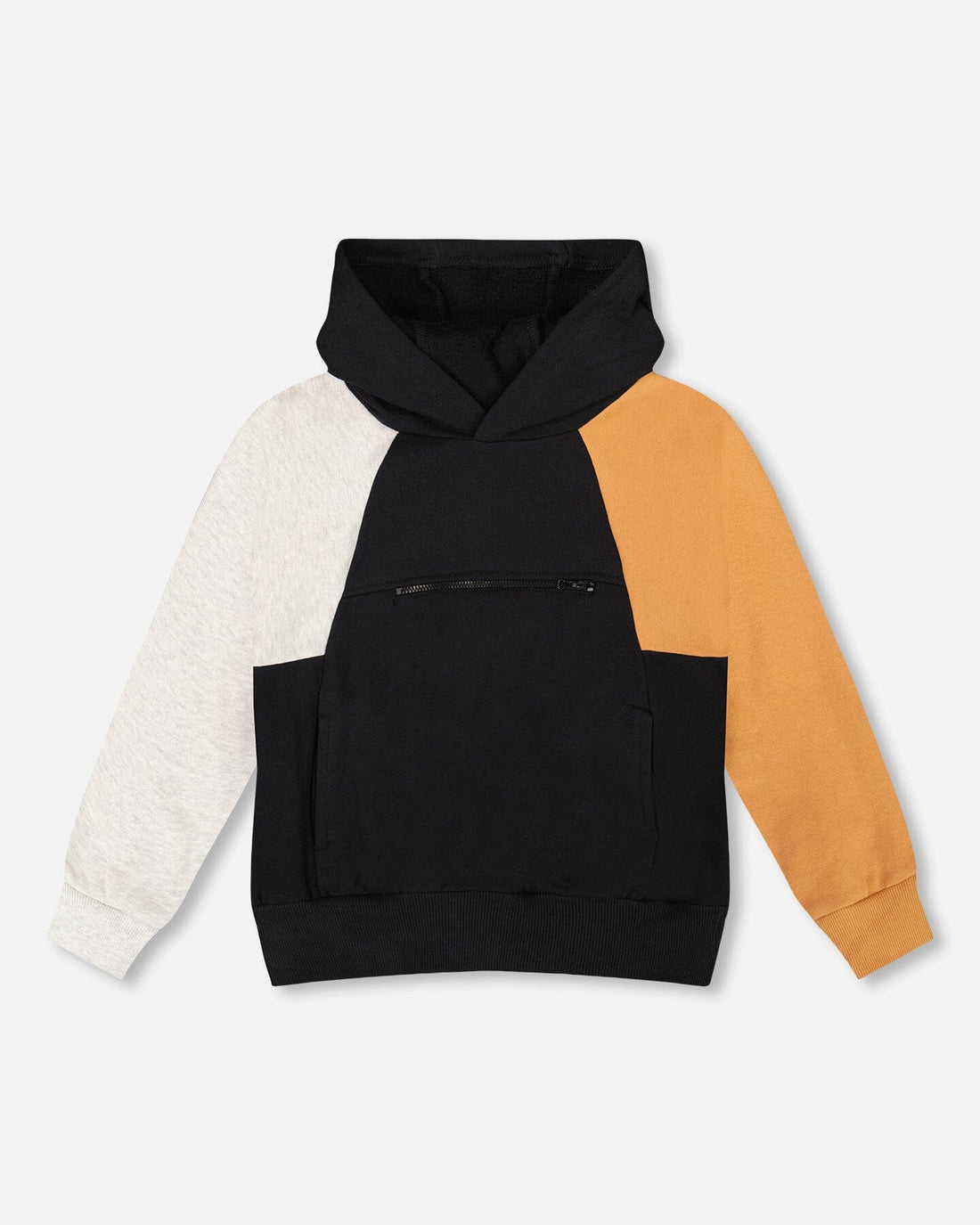 Pullover Hooded Fleece Sweatshirt With Zip Pocket Black