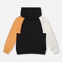 Pullover Hooded Fleece Sweatshirt With Zip Pocket Black