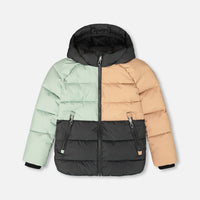 Colorblocked Puffy Winter Coat Black