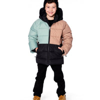 Colorblocked Puffy Winter Coat Black