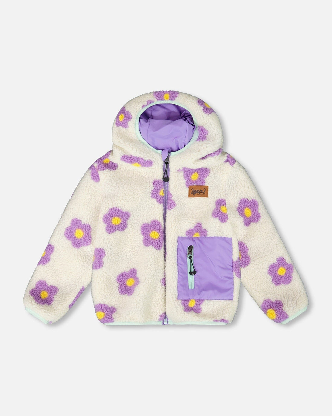 Reversible Mid-Season Sherpa Jacket Lavender Flower