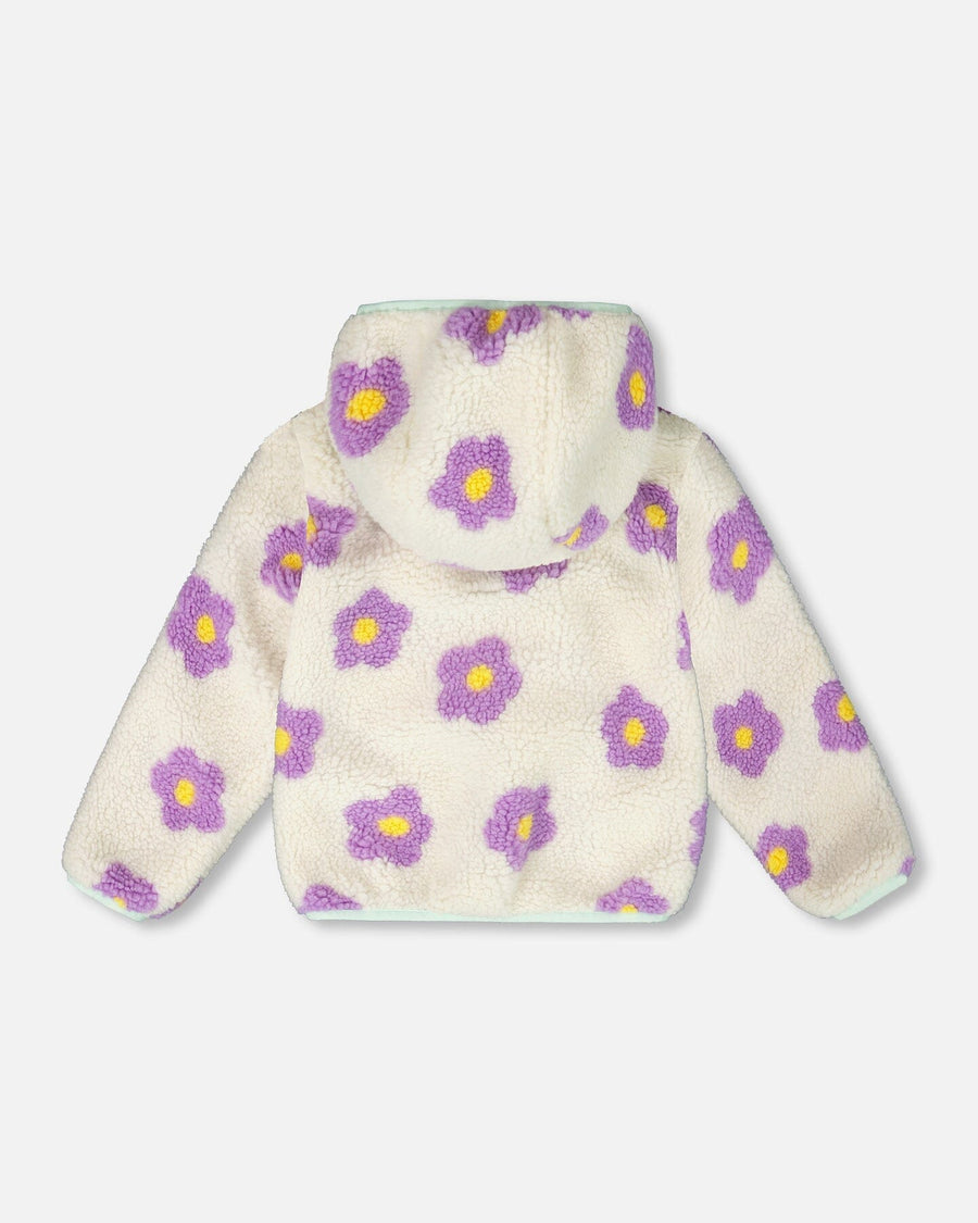 Reversible Mid-Season Sherpa Jacket Lavender Flower