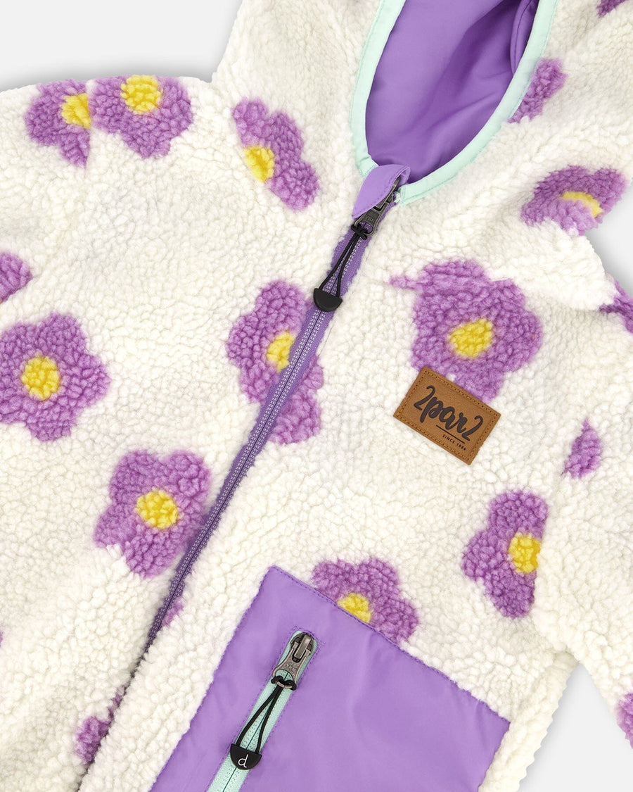 Reversible Mid-Season Sherpa Jacket Lavender Flower