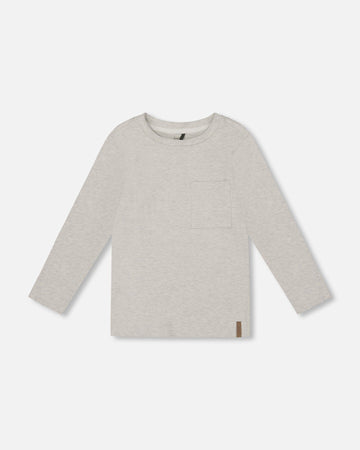 Organic Cotton Jersey Pocket T-Shirt Heather Beige Gray