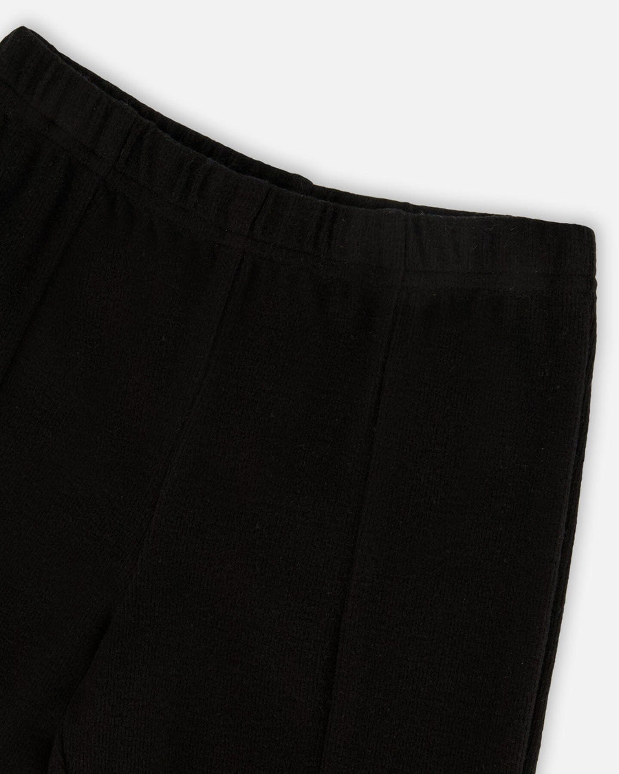 Ribbed Leggings Bootleg With Slit Black