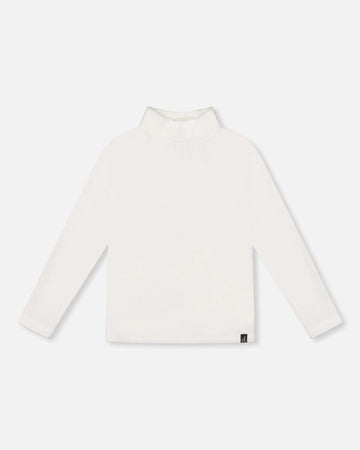 Super Soft Ribbed Mock Neck Top Off-White