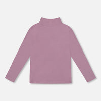 Super Soft Ribbed Mock Neck Top Purple Gray
