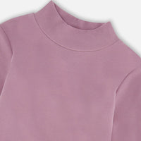 Super Soft Ribbed Mock Neck Top Purple Gray