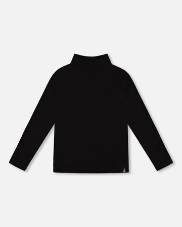 Super Soft Ribbed Mock Neck Top Black