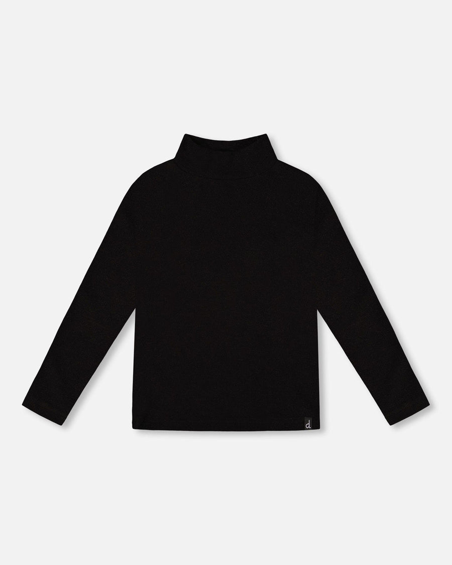 Super Soft Ribbed Mock Neck Top Black