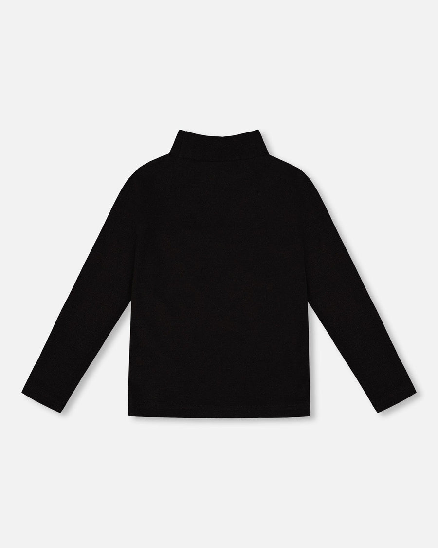 Super Soft Ribbed Mock Neck Top Black
