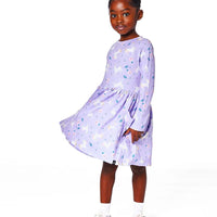 Jersey Dress With Pockets Lilac Unicorn Print