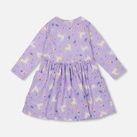 Jersey Dress With Pockets Lilac Unicorn Print