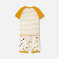 Organic Cotton Two-Piece Pyjama Set Grey Mix Baseball Print