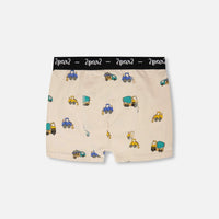 Organic Cotton Boxer Beige Truck Print