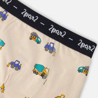 Organic Cotton Boxer Beige Truck Print