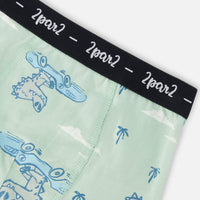 Organic Cotton Boxer Green Crocodile Print