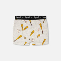 Organic Cotton Boxer Grey Mix Baseball Print
