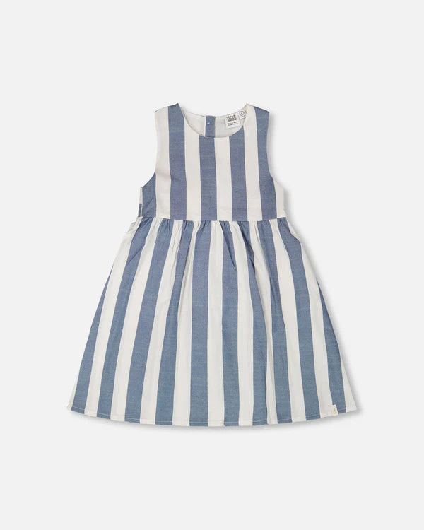 Sleeveless Dress White And Blue Stripes