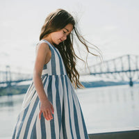 Sleeveless Dress White And Blue Stripes