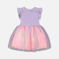 Bi-Material Mesh Dress Lilac