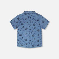Chambray Short-Sleeve Shirt Blue Printed Skateboards