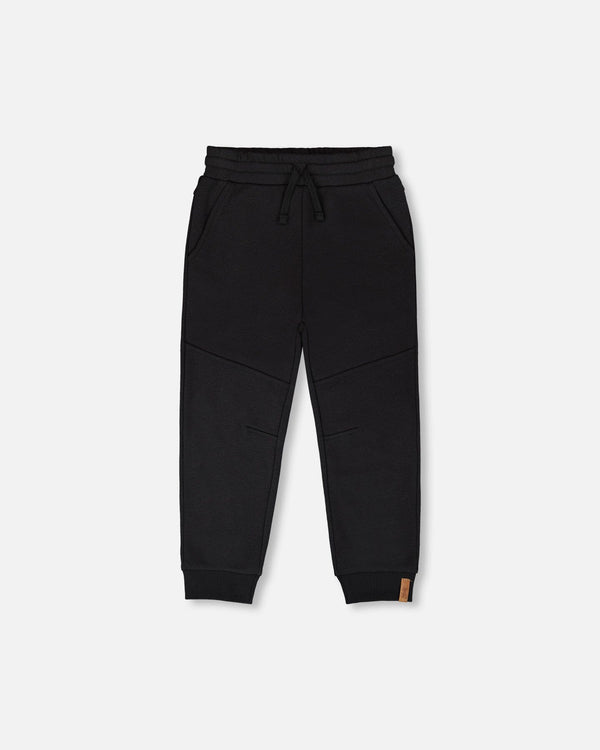 French Terry Sweatpants With Cross Seams Black