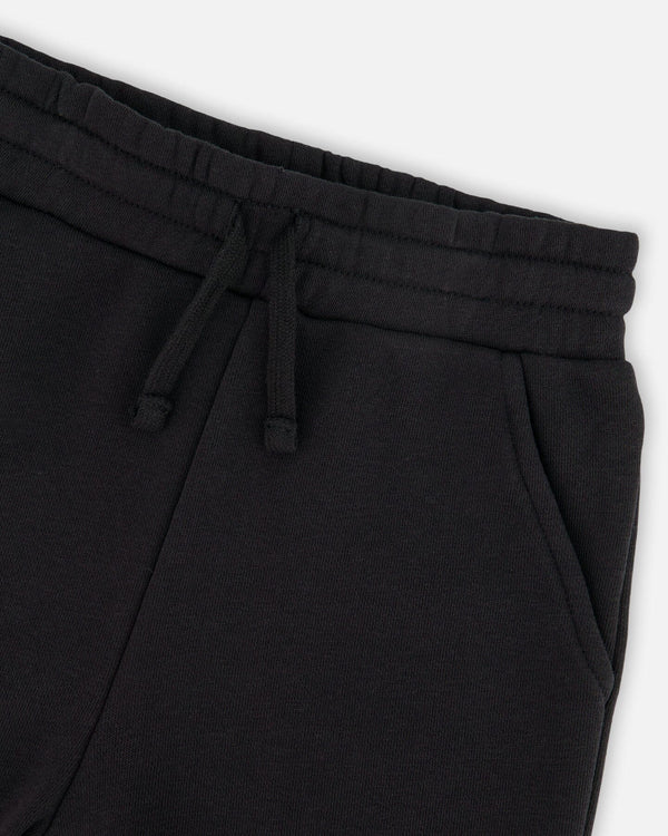 French Terry Sweatpants With Cross Seams Black