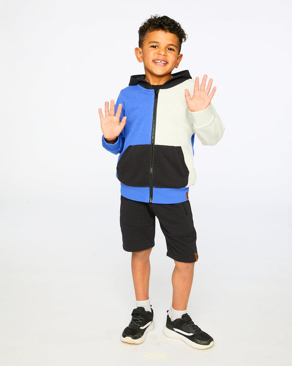 Hooded French Terry Cardigan Royal Blue