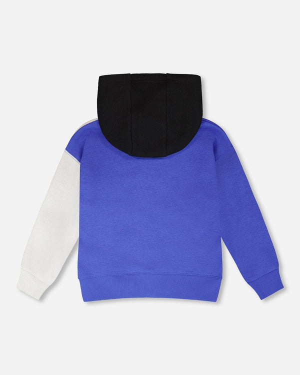 Hooded French Terry Cardigan Royal Blue