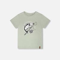 Organic Cotton Jersey T-Shirt With Print Sage
