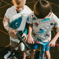 Organic Cotton Jersey T-Shirt Grey Mix Printed Shoes