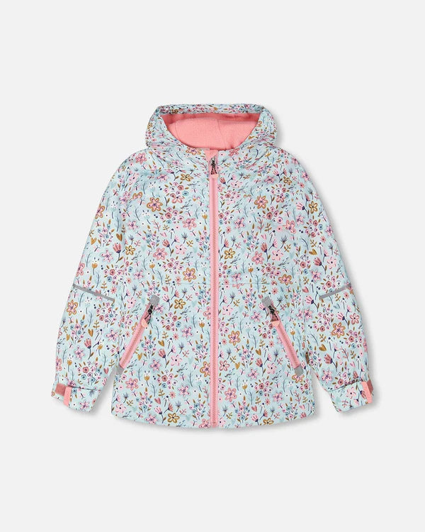 Mid-Season Jacket Blue Mini Flower Print