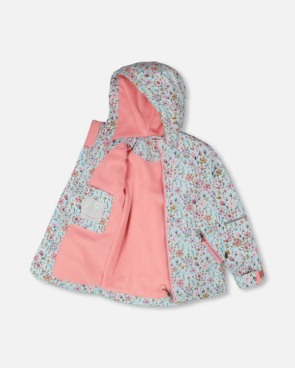 Mid-Season Jacket Blue Mini Flower Print