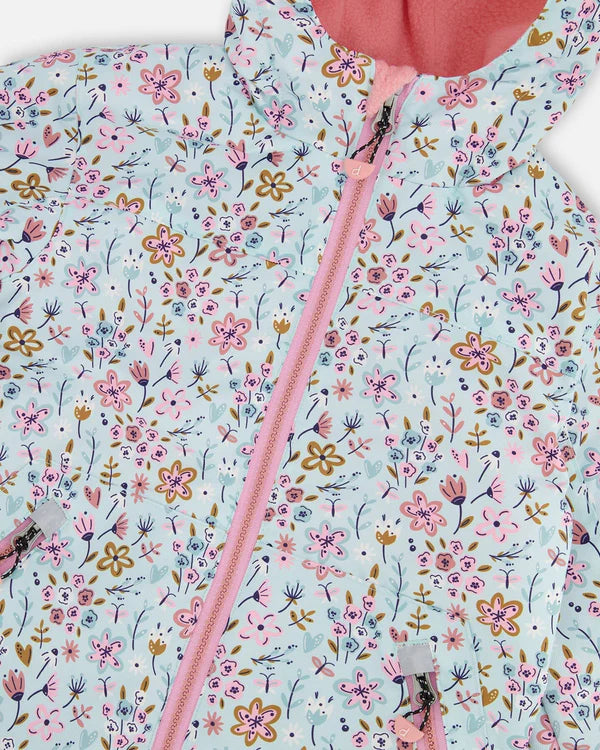 Mid-Season Jacket Blue Mini Flower Print
