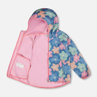 Windfleece Jacket Blue Flower Print