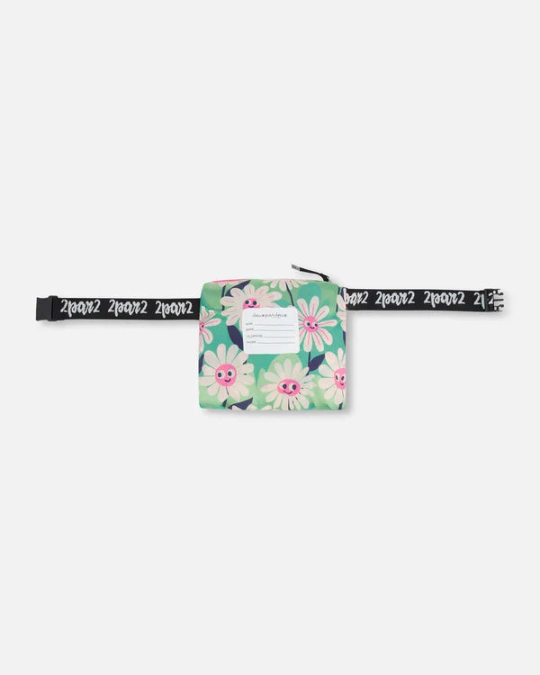 Packable Windbreaker In Polyester Green Smiling Flower Print