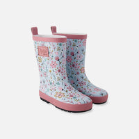 Rain Boots In Natural Rubber Blue Mini Flower Print