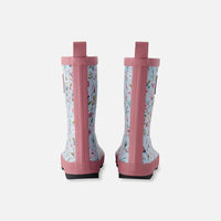 Rain Boots In Natural Rubber Blue Mini Flower Print