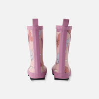 Rain Boots In Natural Rubber Pink Butterfly Print