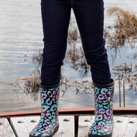 Rain Boots In Natural Rubber Black Animal Print