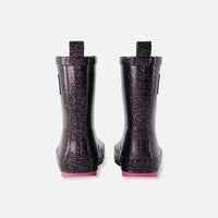 Rain Boots In Natural Rubber Black Glitter