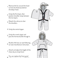 One Piece Baby Hooded Snowsuit Printed Vintage Flowers Designed For Car Seat