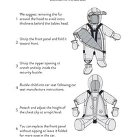 One Piece Baby Snowsuit Black Printed Roses Designed For Car Seat