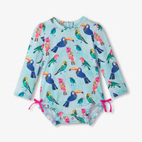 Baby Girls Tropical Birds Rashguard Swimsuit