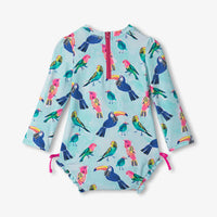 Baby Girls Tropical Birds Rashguard Swimsuit