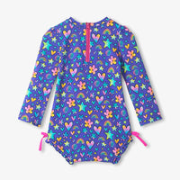 Baby Girls Watercolour Doodles Rashguard Swimsuit