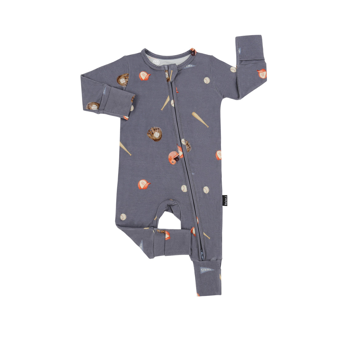Footless Sleeper with Fold-over Cuffs - Baseball